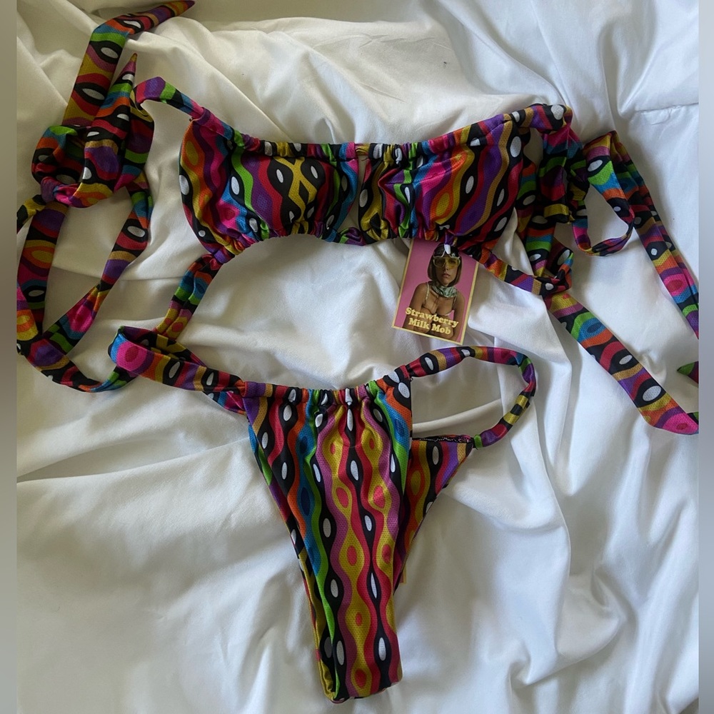 NWT Let The Kids Play; Strawberry Milk Mob bikini set
